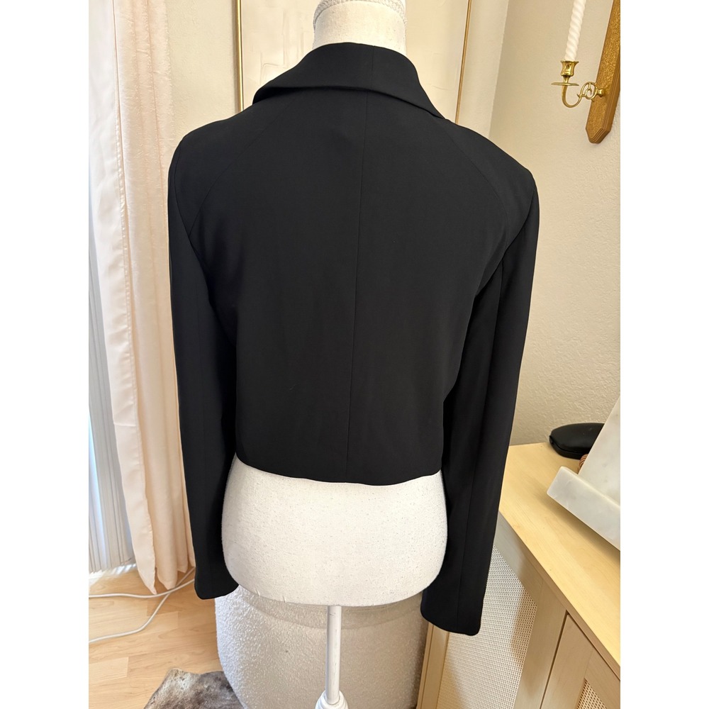 ALICE + OLIVIA Black Cropped Drape Blazer Size Medium - Picture 2 of 4